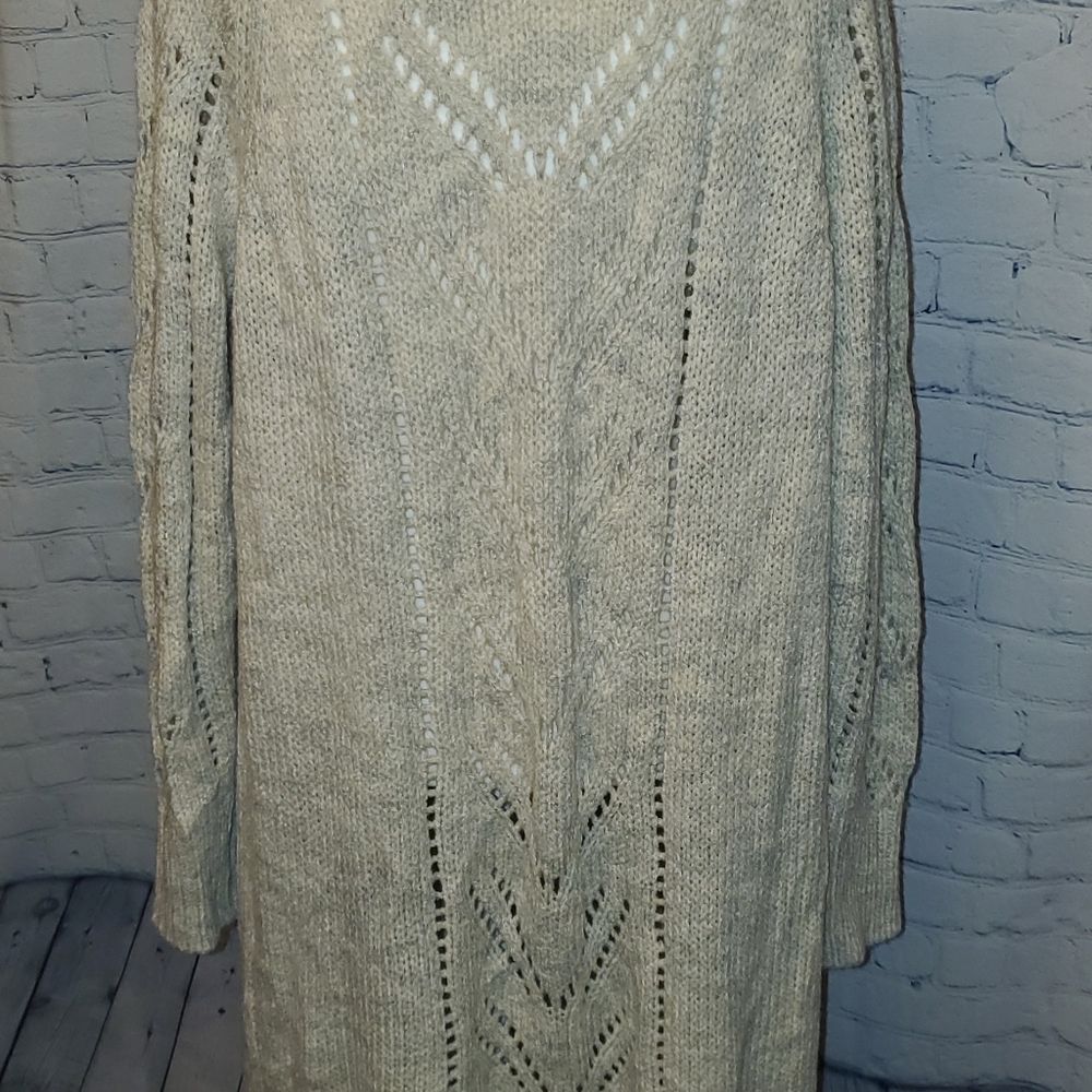ANA open front chunky cable knit long cardigan, size large with pockets - Picture 6 of 9